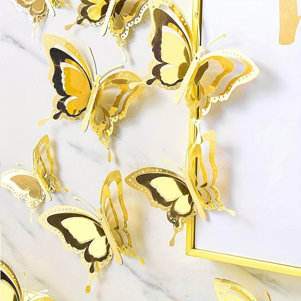 12 Pieces 3D Geometric Butterfly Wall Stickers - Modern Design, Self Adhesive, Reusable, Great for Home Decor, Party Backdrops, Bathroom Walls, Etc.