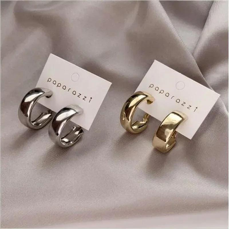 Summer Solid Color Elegant Fashion Simple Big Earrings Metallic Mirror Stud Earrings Temperament Earring Accessory Creative Gift