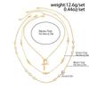 SHIXIN 3Pcs/Set Vintage Jesus Cross Pendant Necklace for Women Boho Trendy Multi-Layer Metal Imitation Pearl Choker Jewelry Gift