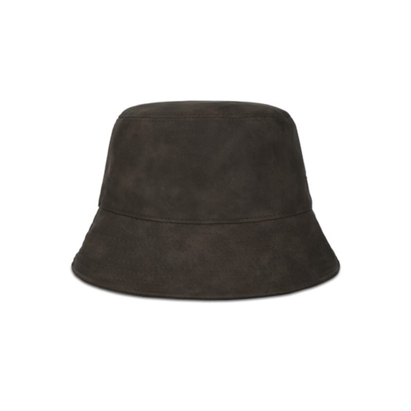 VARZAR VA Studded Vegan Leather Bucket Hat Khaki Brown