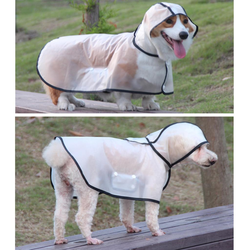 Dog Raincoat Transparent Soft Frosted Pet Waterproof TPU Cape with Hood for Outdoor Walking Playing