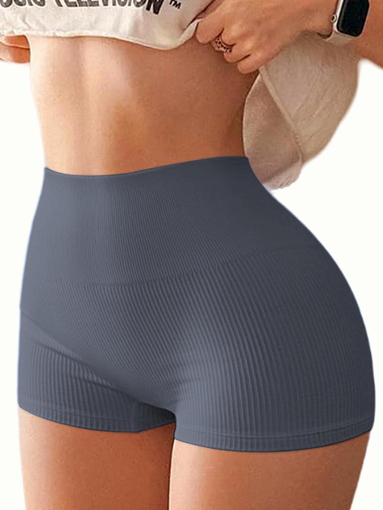 Damen High Waist Europäische und Amerikanische Bauchkontrolle Yoga Shorts