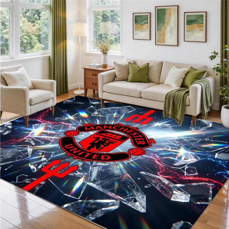 Manchester United Design Crystal Velvet Rug Soft Decorative Mat for Bedroom Entrance