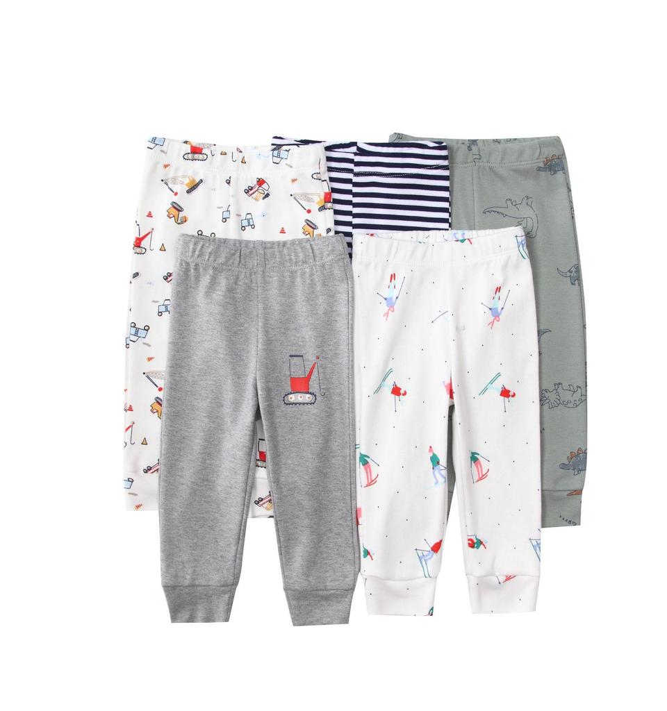 Mamaspap Kids' Spring/Autumn Homewear: Mixed Color 5-Piece Infant Trousers Gift Box - Cross-Border Delivery