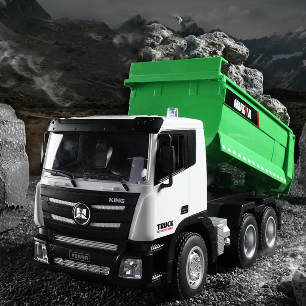 Camion Ribaltabile Auto Radiocomandata Veicolo Ingegneristico per Bambini Veicolo da Costruzione Multifunzionale Auto RC Rotazione Wireless a 360 Gradi Luci LED Lega