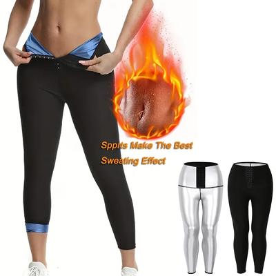 Women's High Waist Sauna Sweat Pants Compression Leggings with Waist Trainer Slimming Fitness Body Shaper Leggings