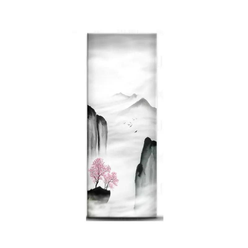 Chinese Style Refrigerator Door Sticker Self Adhesive Waterproof 3D Wallpaper Fridge Door Wrap Mural Cover Home Kitchen Decor