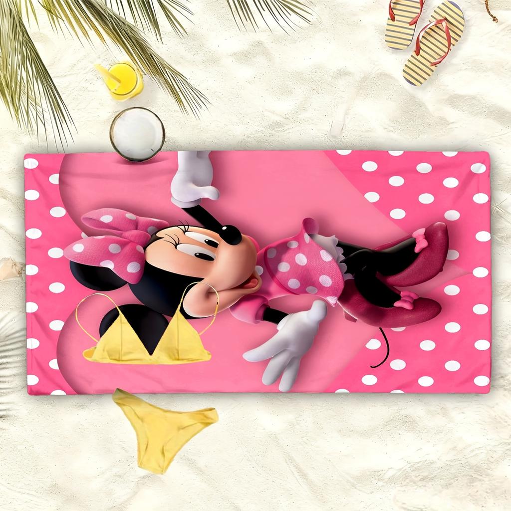 1pc Mickey and Minnie Themed Beach Towel Lightweight Bath Towel Modern Rectangular Towel Ideal for Yoga Travel Swimming