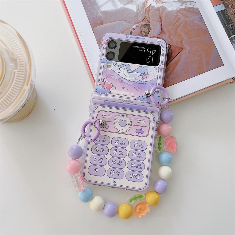 Cute Case for Samsung Z Flip 5 4 3 6 Case Strap Ins Korean Phone Cases for Samsung Galaxy Z Flip 6 ZFlip 3 4 Hand Chain Cover