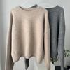 Round Neck Casual Loose Women Sweater 2026 Autumn Winter Pullover Short Sweaters Solid Color Basic Tops Fashion Simple Long Sleeve Elegant Clothing