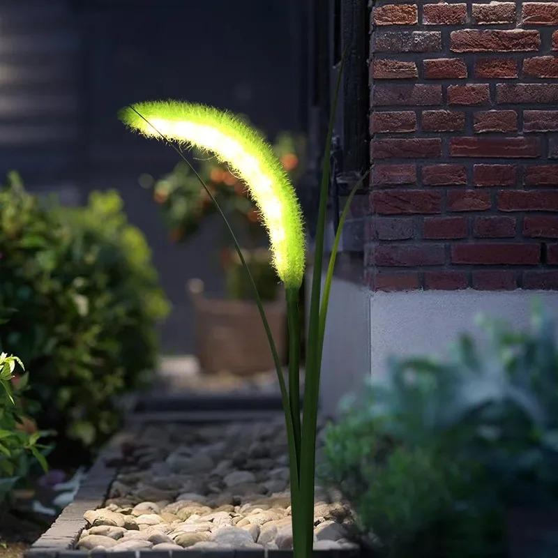 2026 New Solar LED Light Outdoor Street Garden Light Waterproof  Dog Tail Grass Fiber Optic Ground Plug Light for Country House Christmas Decorations