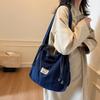 Drawstring Denim Tote Bag For Women With Tophandle Design And Large Capacity For Daily Use
