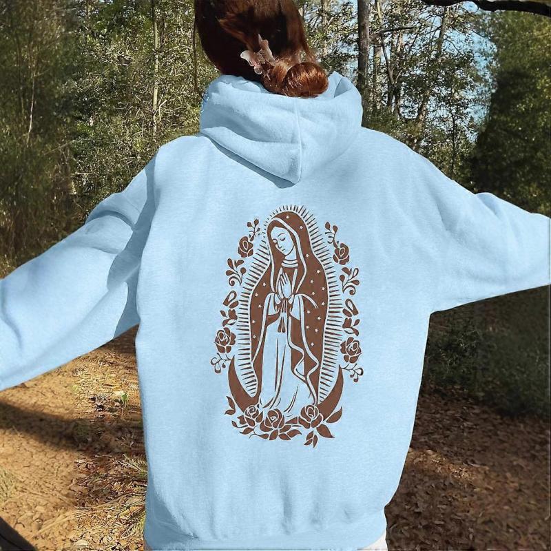 Hoodie Virgin Mary graphic print sweatshirt everyday spring and winter hoodie