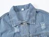 Women's Retro Patchwork Denim Jacket with Frayed Hem - Spring/Autumn, Slimming, Loose Fit, Plus Size, Casual Trend