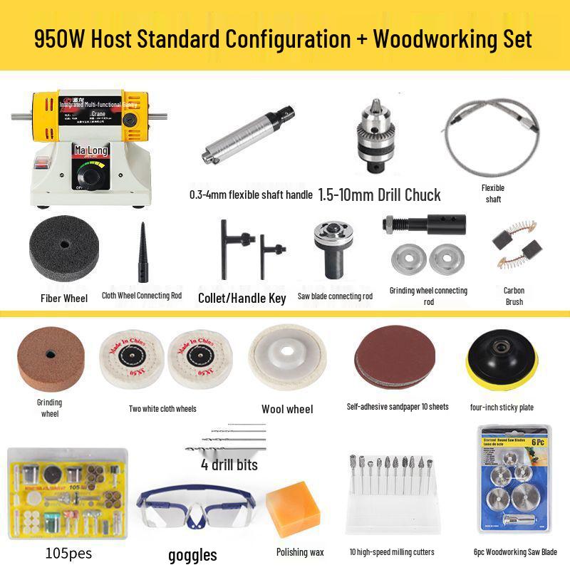 Multi-Functional Electric Bench Grinder: Jade, Woodworking Polisher, Engraver, Cutter, Drill.