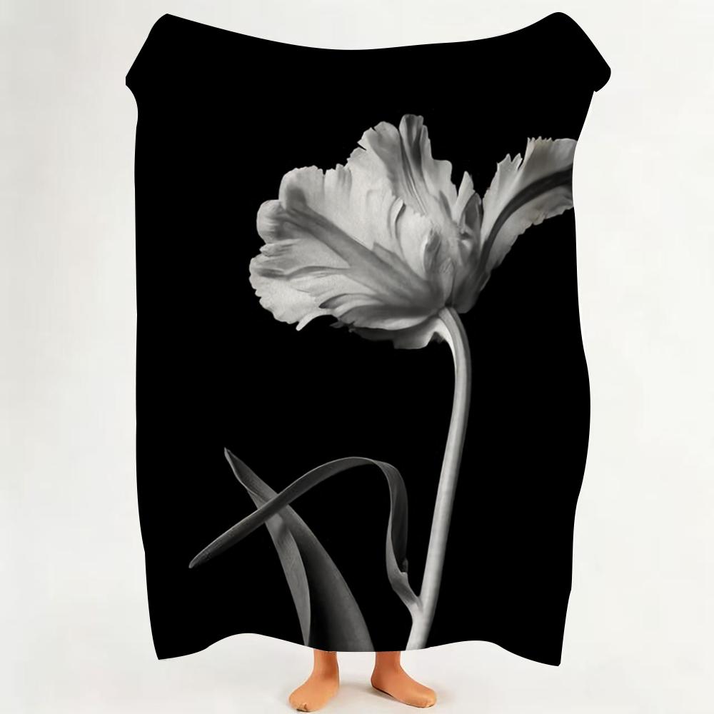 

Art B Black A And W White A Art P Plant F Flower Throw Flannel Throw Blanket Suitable for Sofa Living Room Bedroom 75cmx90cm
