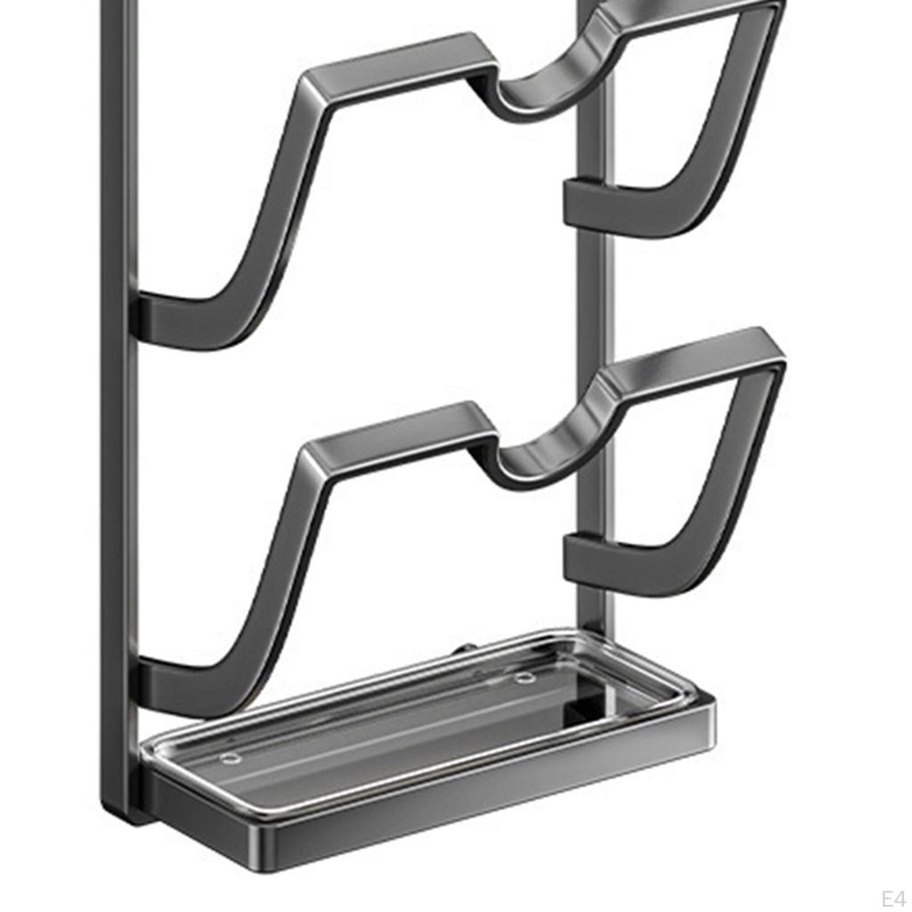 Pot Lid Organizer 3 Tier Kitchen Storage Unique No Drill Easy Installation with Strong Suction Cups
