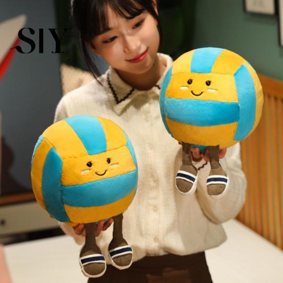 Elastic Volleyball Toy Cartoon Plush 2-Legged Sports Ball Plushie Stuffed Doll Decor Pillow Home Office Bedroom Decoration Kids Adults Christmas