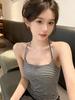 Neck wear thin American summer Spice Girl short striped sling vest women's design thin top slim style