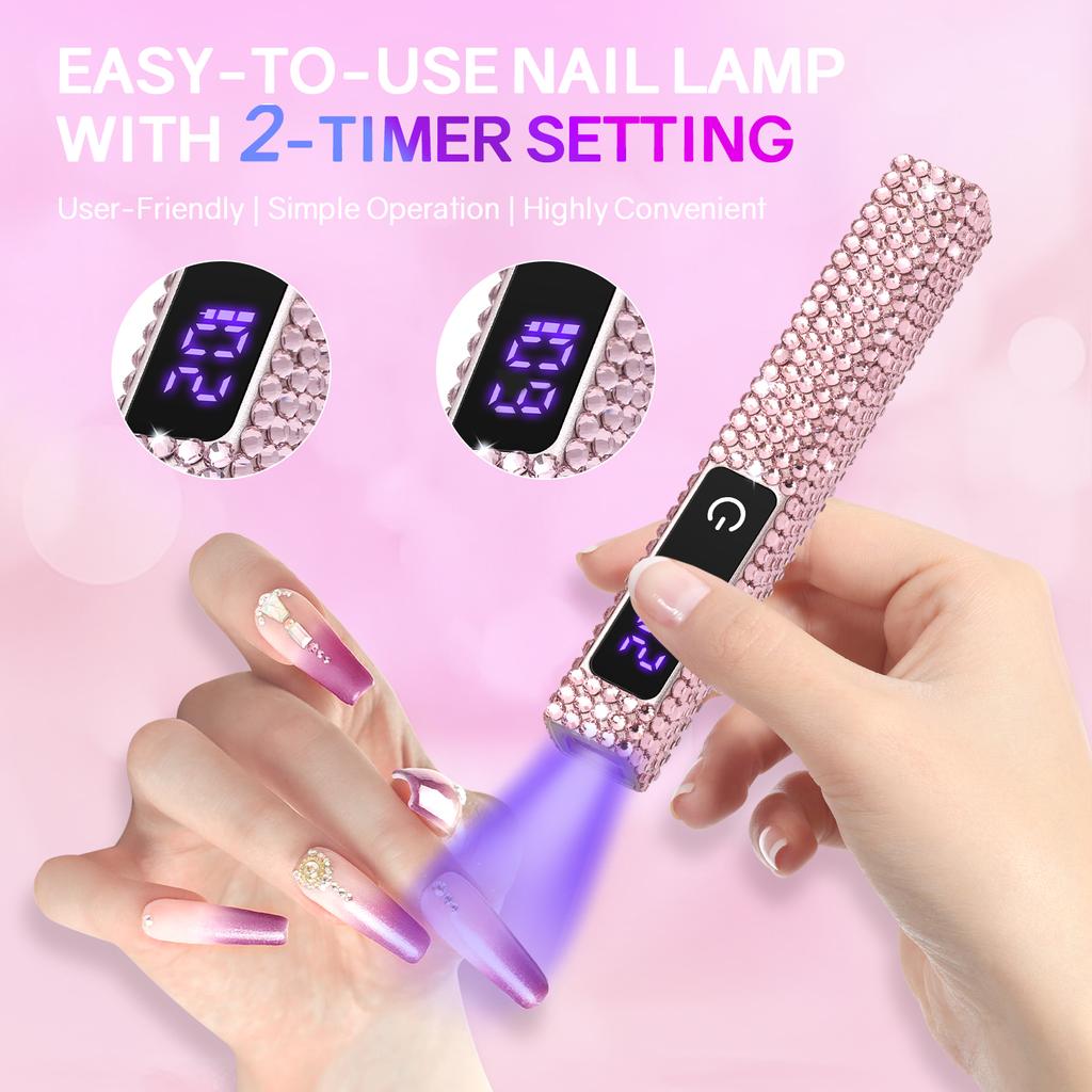 Portable Handheld Mini Nail Lamp For Gel Polish Quick Dry Flashlight Pen USB Nail Dryer Machine UV LED Nail Lamp With Diamond