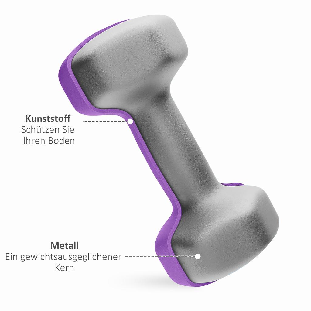 Dumbbells Set with Storage Rack, 2 X 1kg, 2 X 2kg, 2 X 3kg, Pink
