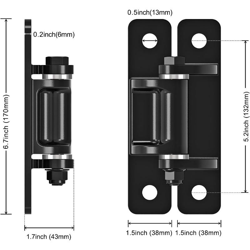 Robust steel gate hinges with spacer bearing and electronic coating, removable bolts for hinged doors, aisles and farm gates