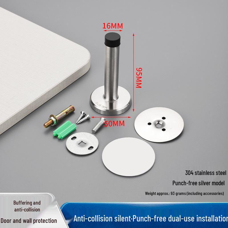 Thickened Stainless Steel Silent Door Stopper with Hydraulic Buffer