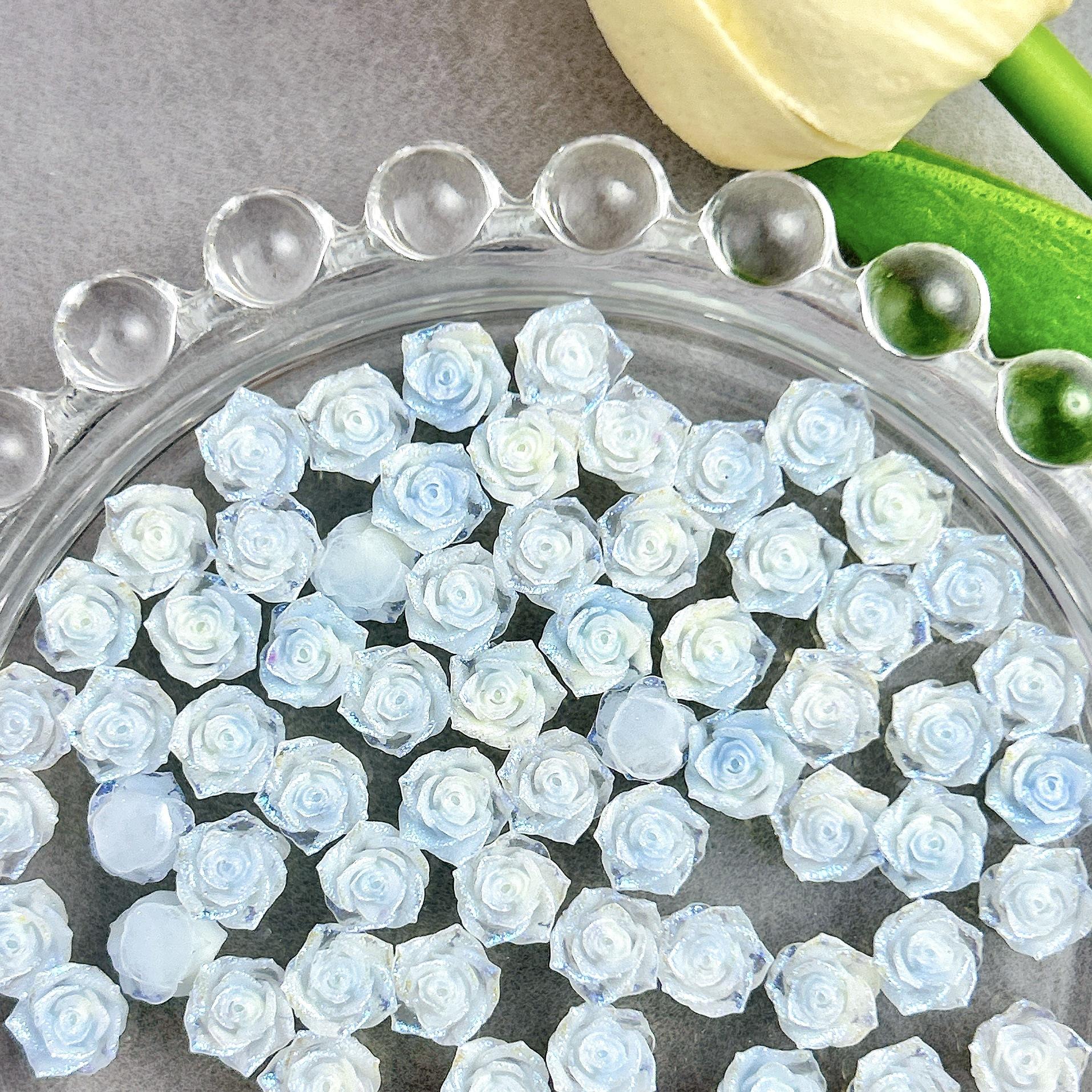 

Nail Art Luminous Light Blue Rosebud Decorations Resin Butterfly Gradient 3D Carved Nail Materials 14 8mm