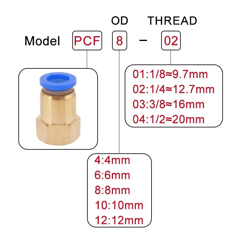 5Pcs 4/6/8/10/12mm PCF Pneumatic Quick Connector Water Air Fitting BSP Female Thread Brass Quick Joint Hose Tube Pipe Fuel System Fittings7