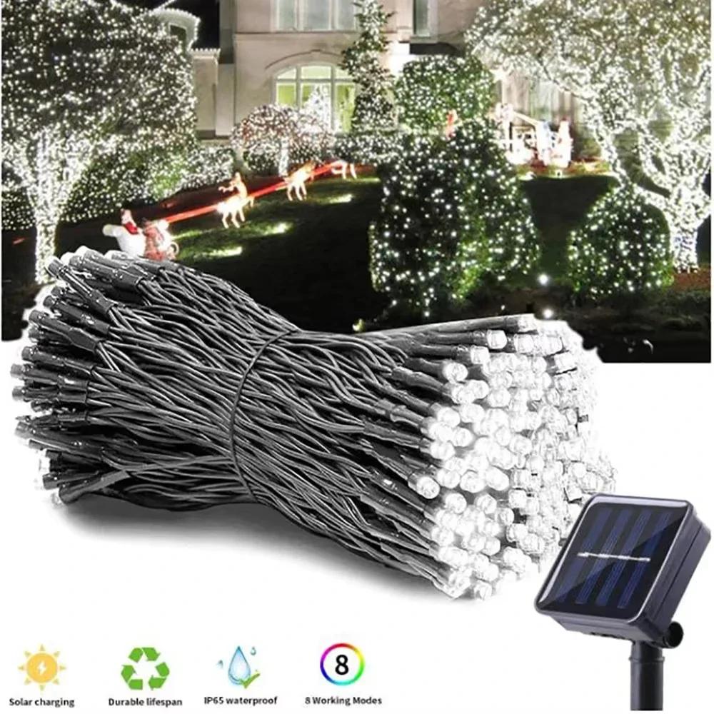 8 Modes Solar LED String Lights 50/100 LEDs, Waterproof Fairy Lights for Outdoor Garden Christmas Party, Wedding Decoration