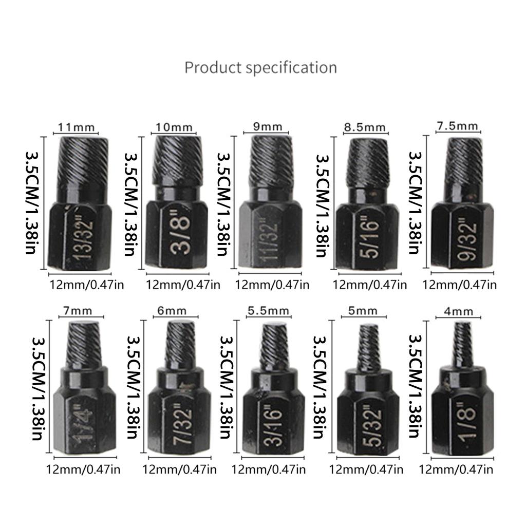 10 Pcs Multi-Spline Screw and Bolt Extractor Drill Bit Set Damaged Screw Remover Easy Out Bolt Extractor Easy to Use