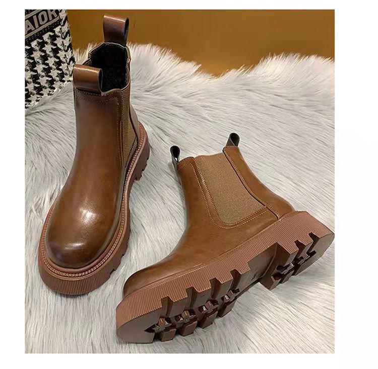 Popular foreign style Chelsea short boots 2025 autumn and winter new cigarette boots non-slip thickened snow boots Martin boots women