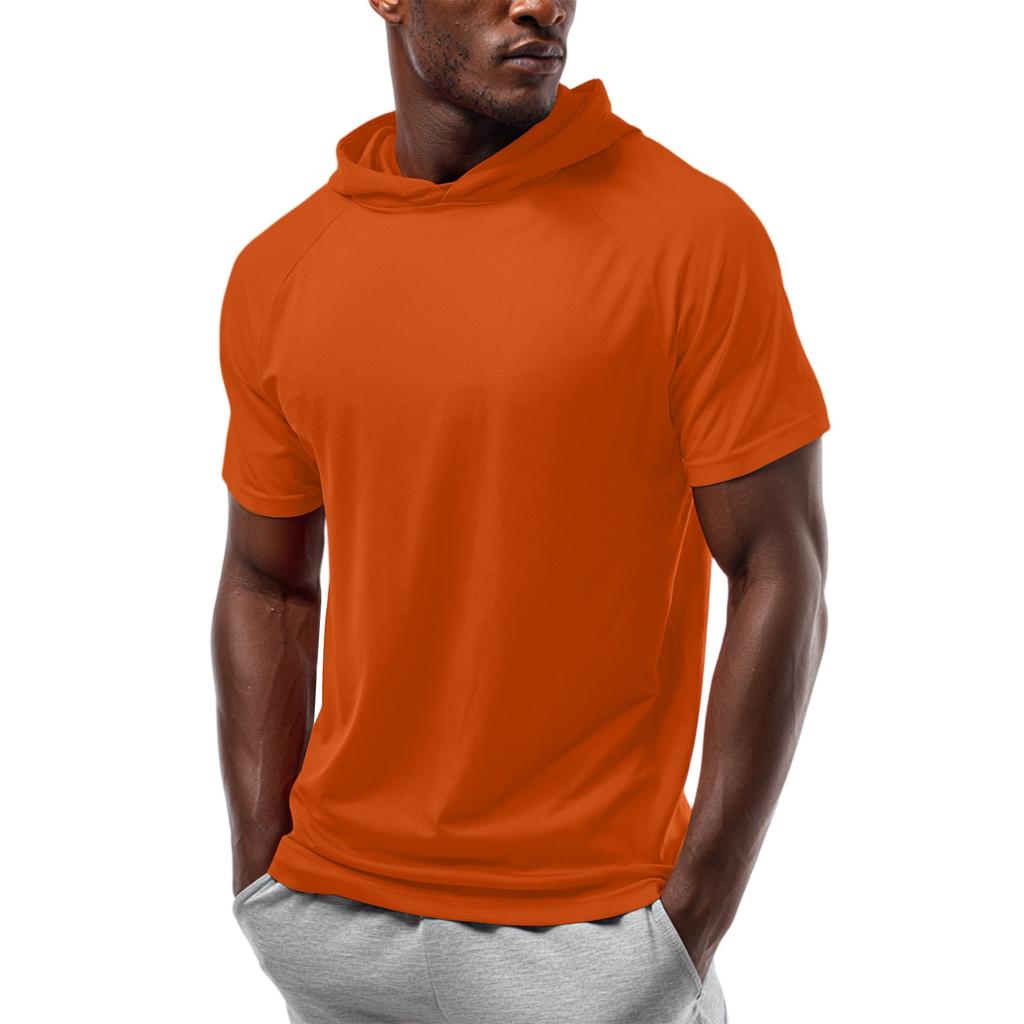 Men's Straight Shoulder Short-sleeved Hoodie T-shirt Sweatshirt
