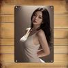 Retro Metal Advertising Sign Home Decor Rustic Elegant Female Portrait Poster Durable Wall Art