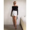 Tooxika Spring And Autumn Women's New Solid Color Slim Fashion One-shoulder Neck Mesh Long-sleeved Top