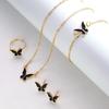 Fashion European American Style Butterfly Enamel Jewelry Four Piece Set For Women
