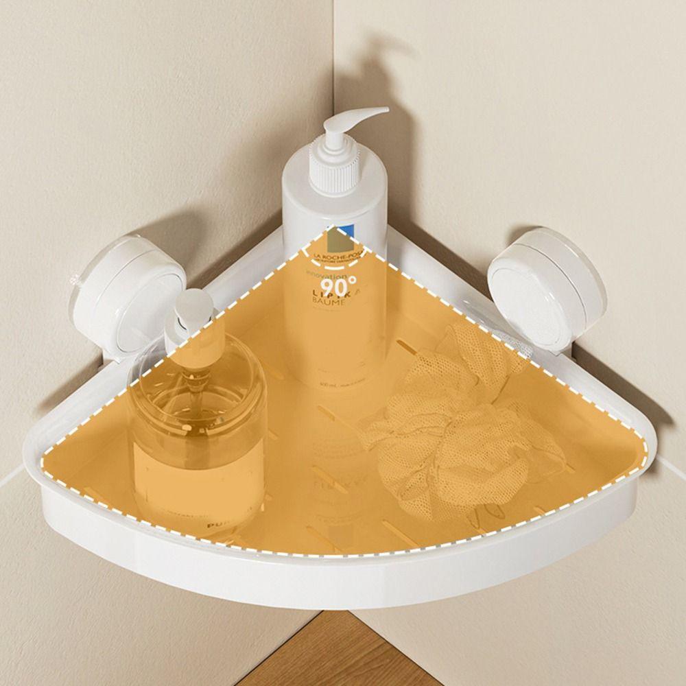 Plastic Suction Shower Basket Wall Mounted Detachable Corner Storage Rack Waterproof Powerful Triangle Storage Shelf for Home