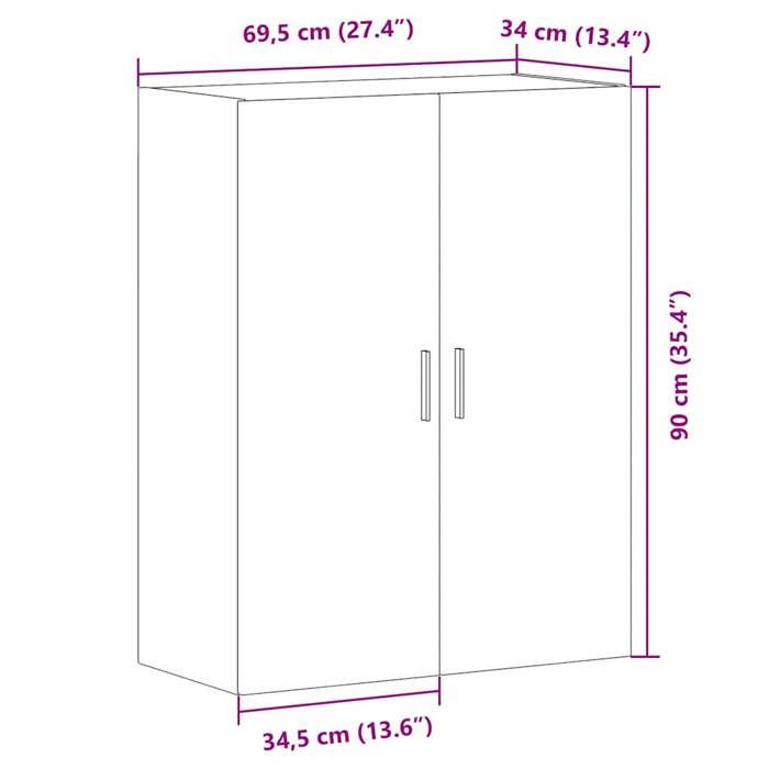 VidaXL Armoire murale vieux bois 69,5x34x90 cm 857292