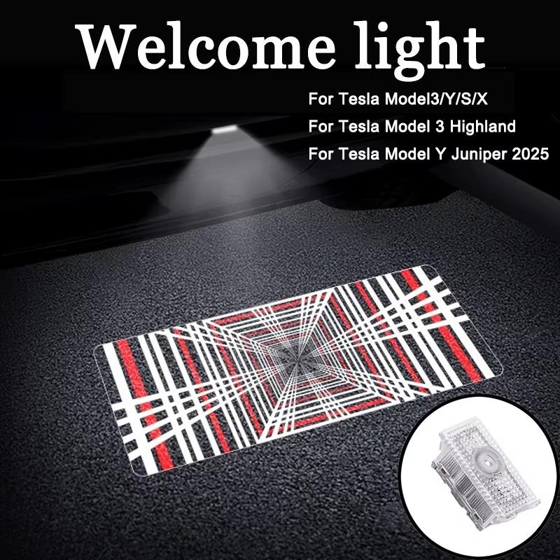

LED Projector Puddle Lights For Tesla Model 3 highland LED Ultra-Bright Welcome Light 3D Laser Ghost Shadow Light Model Y 2025