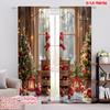 2pcs 2D Flat Printing Christmas Scene Curtain Winter Snow Scene5 Fabric Without Electricity Holiday Decorations for Parties and