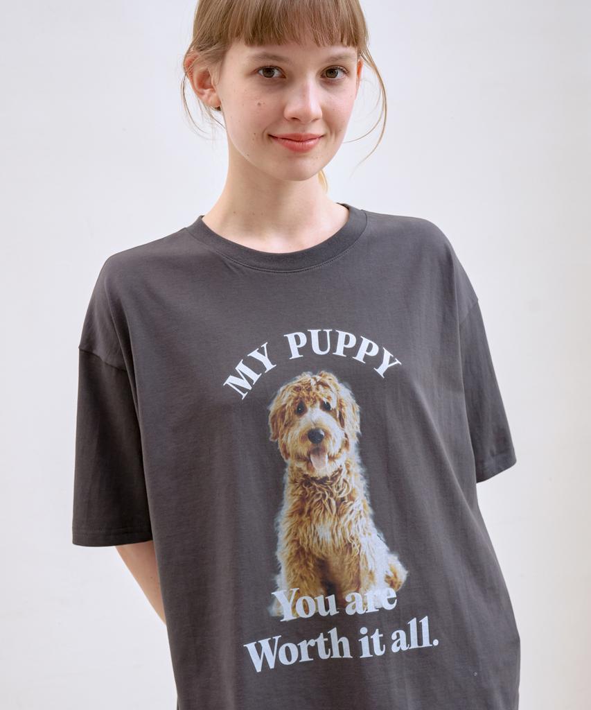 TRIP LE SENS My Puppy Oversized Short Sleeve Tee_Charcoal