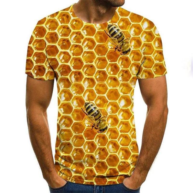 Zabawne Koszulki z Grafiką Pszczoły Letnia Moda Krótki Rękaw Męskie Damskie Koszulki 3D z Nadrukiem Miodu Casualowe Oversizeowe Koszulki Harajuku Topy