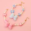 Faux Pearl Pet Collar Adjustable Cat Necklace with Candy Bow Decor for Puppy Kitten Wedding Party Accessories