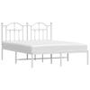 Metal Bed Frame with Headboard White 150x200 cm