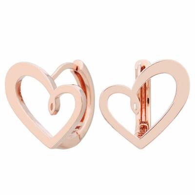 [] 14K Gold Needle Twisted Heart Daily One-Touch Ring Earrings