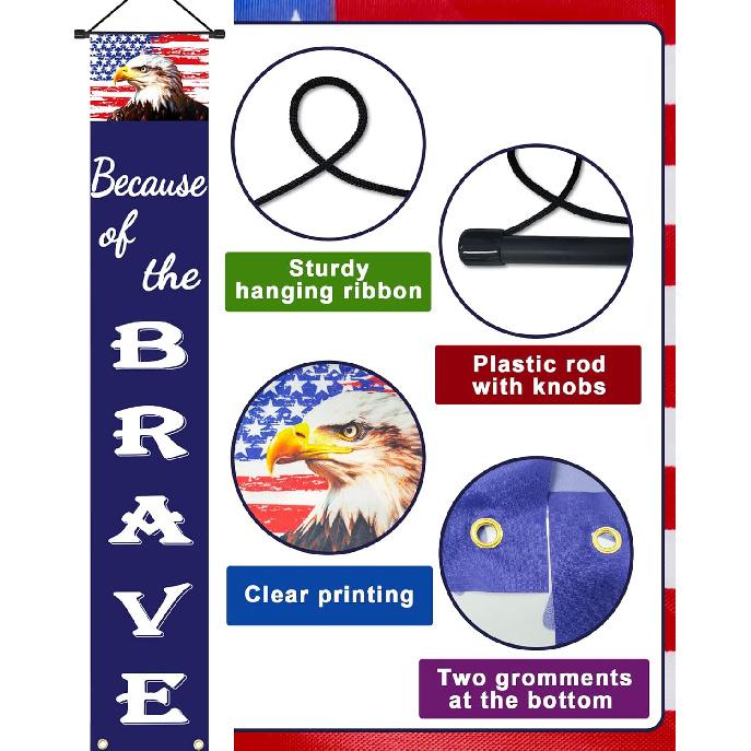 Patriotic Decorations for Memorial day, 4th of July Decor n Flag Patriotic Porch Sign Banners, Red White Blue Independence Day Memorial day Veterans