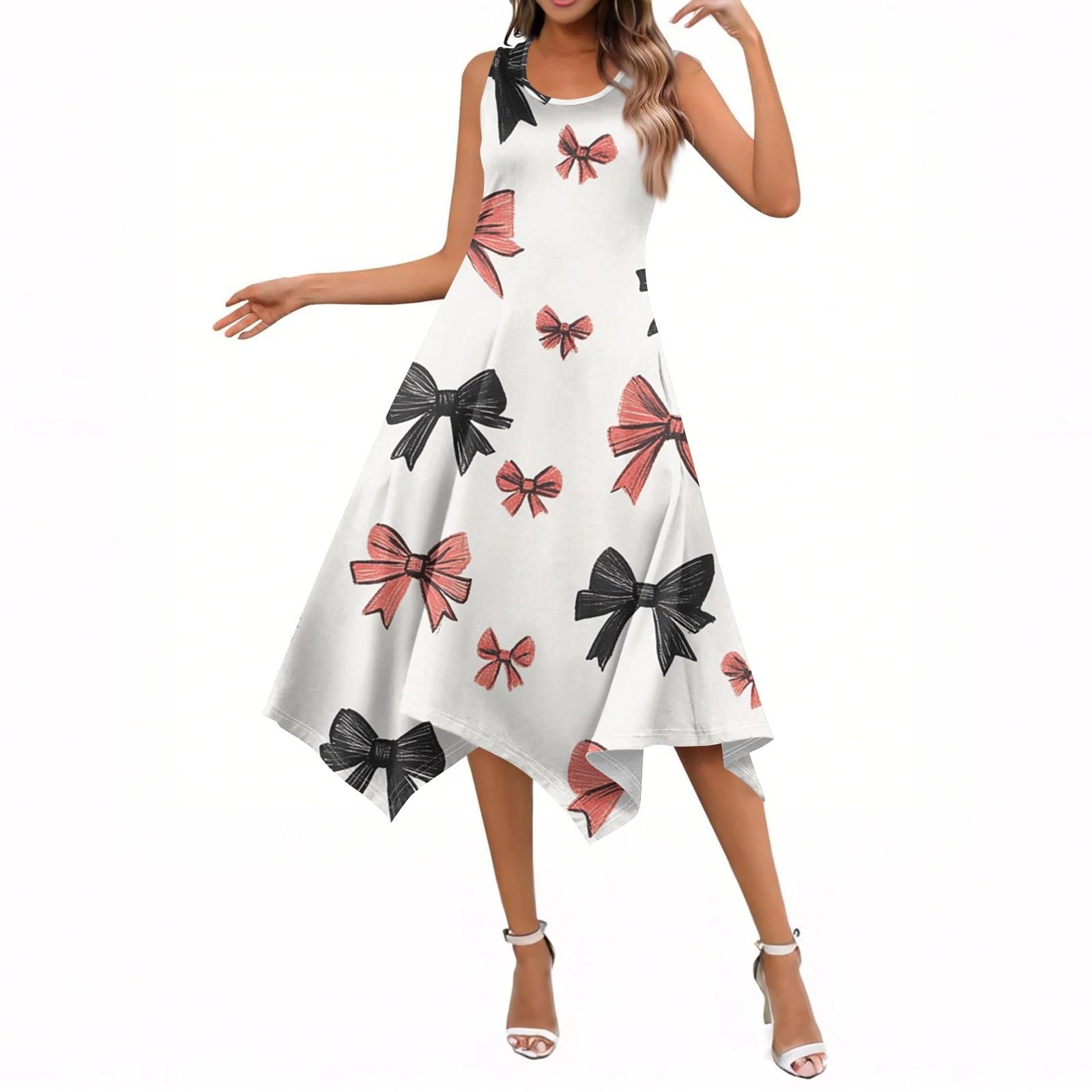 

Женские летние повседневные платья с круглым вырезом, плиссированные, с карманами, с принтом, с коротким рукавом XL бежевый