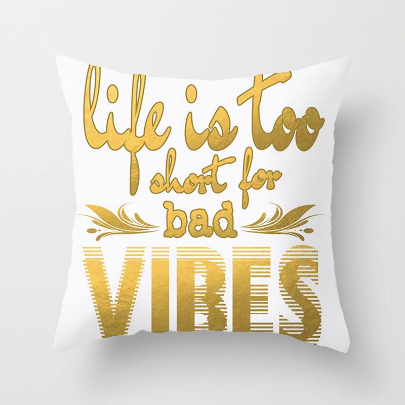 Sofa Pillow Cover, Cushion Cover, Nordic Home Textile Fabrics, Simple Golden Digital Printing