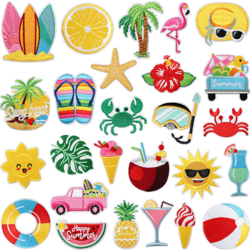 Summer Ice Cream Embroidery Cloth Sticker Tide Play Diving Beach Embroidery Patch Surfboard Bag Embellishment Embroidery Label