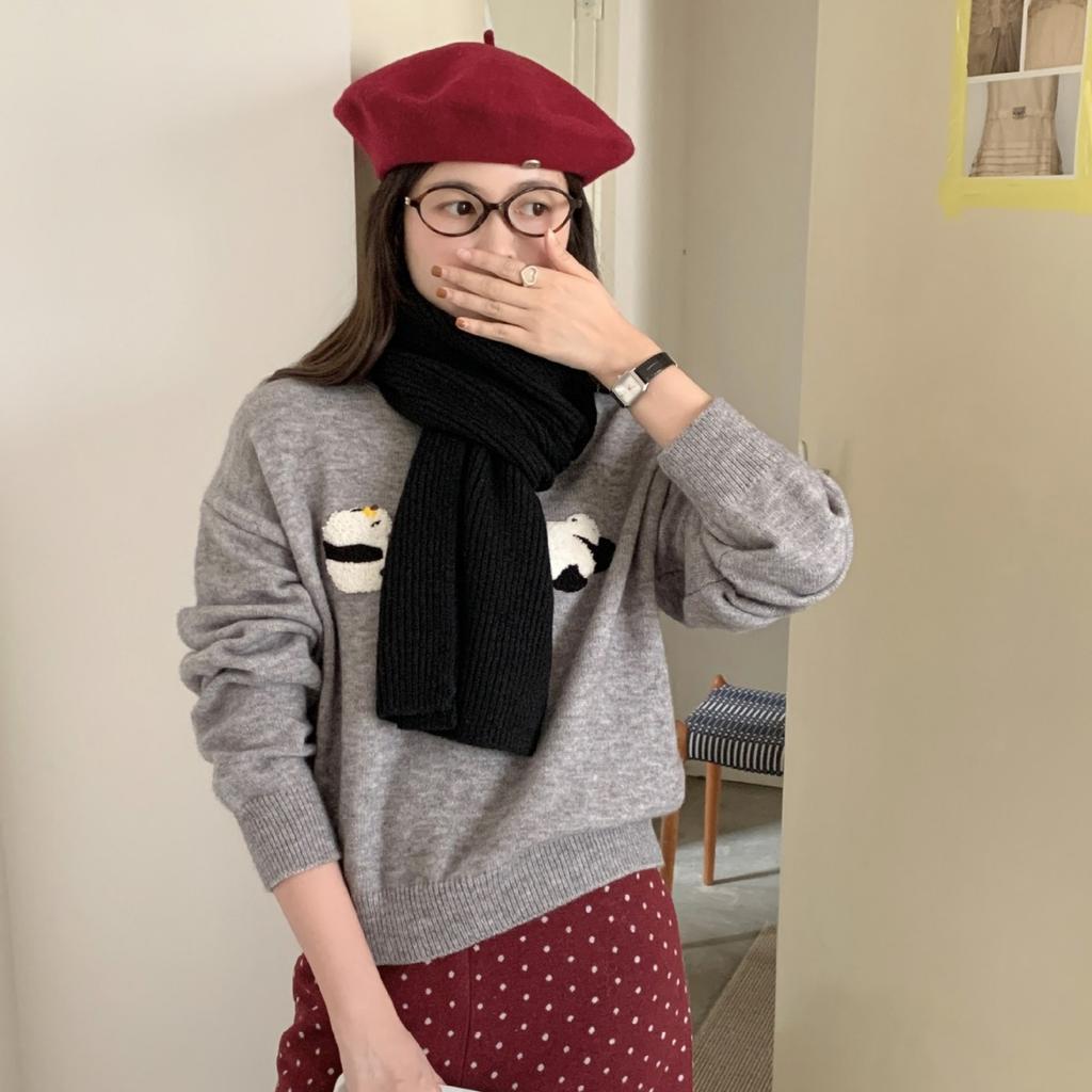 Autumn and Winter Wool Blended Korean Solid Color Versatile Knitted Scarf Soft Warm and Simple New Style Scarf